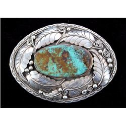 Navajo Turquoise Nugget Sterling Belt Buckle