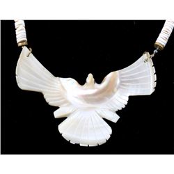 Zuni Mother of Pearl Carved Eagle Fetish Necklace