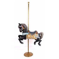 Wooden Carousel Horse on Brass Stand