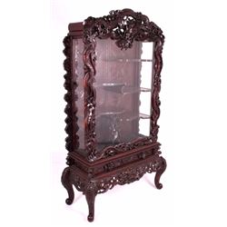 Antique Japanese Meiji Carved Curio Cabinet