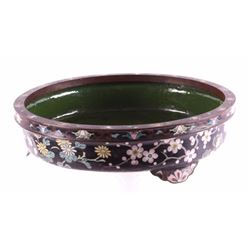 Antique Chinese Cloisonne Signed Low Bowl Censer