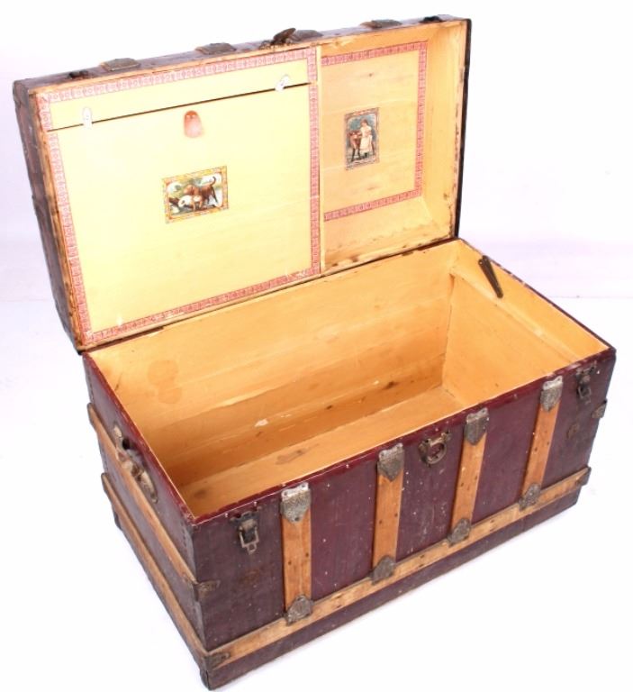 Antique Corbin Lock Co. Steamer Trunk