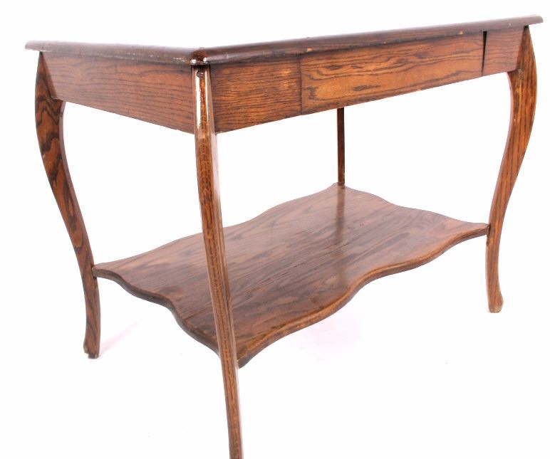 Antique Oak Library Table W/ Drawer