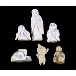 Japanese Ivory Netsuke Button Figures 19th C.