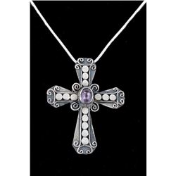 Sterling Silver & Amethyst Cross Necklace