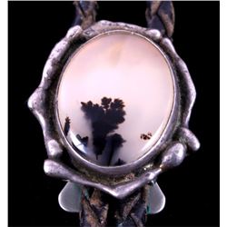 Navajo Sterling Silver Agate Bolo Tie