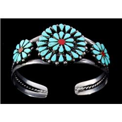 Zuni Turquoise Petit Point Sterling Bracelet