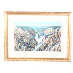 Hand Colored "Falls Of The Yellowstone" circa 1930