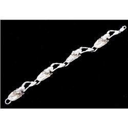 Sterling Silver Frog & Lilly Pad Figure Bracelet