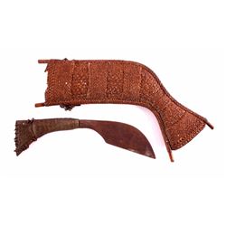 Early African Tribal Fighting Knife with Scabbard