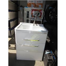 Plastic sink with tap & drawers - used