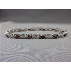 6 + CT Oval Garnet & Diamond Tennis Bracelet