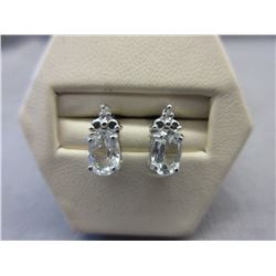 New - White Topaz & Diamond Stud Earrings