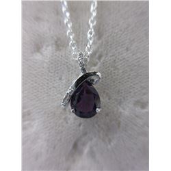 1.46 CT Amethyst Necklace set with 2 Diamonds