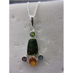Sterling Silver Free Form Ammolite Necklace