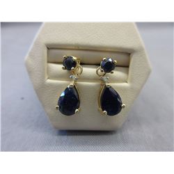 New - Blue Sapphire & Diamond Dangle Earrings