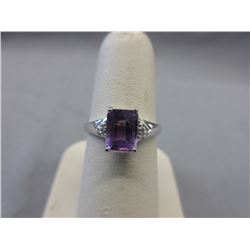 1.5 CT Emerald Cut Amethyst Ring