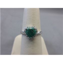 1.71 CT Heart Cut Emerald Solitaire Ring