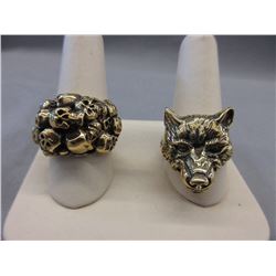 2 Solid Bronze Cast Men's Rings