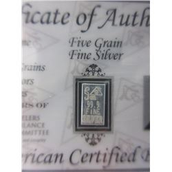 8 x .999 Fine Silver "American Bullion" Bars