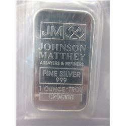 "C Series" .999 Fine Silver "Johnson Matthey" Bar