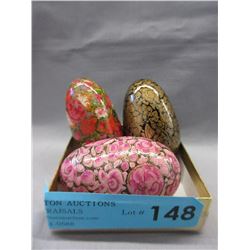 3 Hand Painted European Eggs