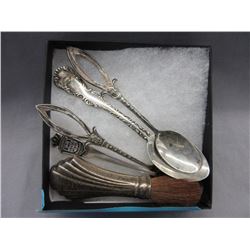 Scrap Lot of Sterling Silver Spoons & Brush