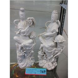 2 Japanese porcelain Deity statuettes