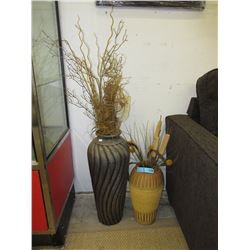 2 Decorative floor vases & contents