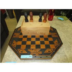 Carved wood chess set - Mexican motif