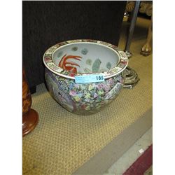 Glazed ceramic planter with oriental motif