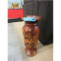 18" Tall carved wood vase