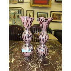 Pair of 18" art glass vases