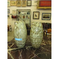 Pair of 15" tall art glass vases