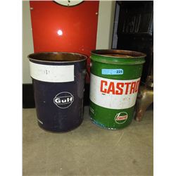 2 Vintage 5 Gallon oil barrels
