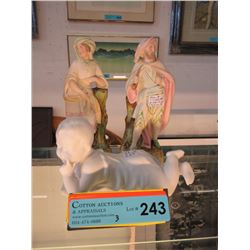Pair of Victorian bisque figures & Piano baby
