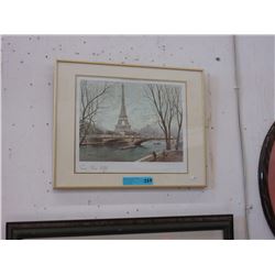 Vintage print of the Eiffel Tower