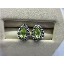 New - Peridot & Diamond Stud Earrings