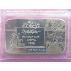 1 Troy Ounce .999 Fine Silver Art Bar
