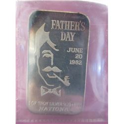 1 Troy Oz.- Happy Father's Day 1982 Silver Art Bar