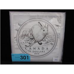 2016 "Arctic Hare" $50 CDN .9999 Silver Coin