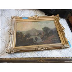 Antique oil painting on board