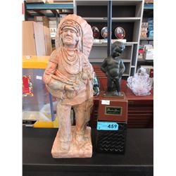 16" "Chief" statue & liquor dispenser