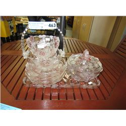 7 Piece lot of clear & pink glassware
