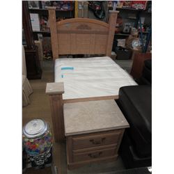 New - Queen size bed frame & bed side table