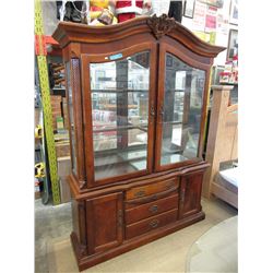 Wood china cabinet with interior lighting