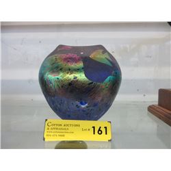 Signed iridescent art glass vase