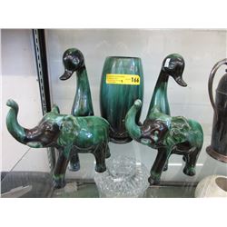 5 Vintage glazed pottery decorations
