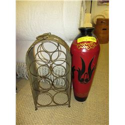 19" Vase & small wine rack