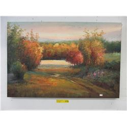 Oil painting on canvas of an Autumn landscape
